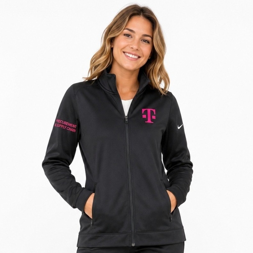 Nike Golf Jacket Womens XL Black T-Mobile Procurement Full Zip New Mock Neck‎